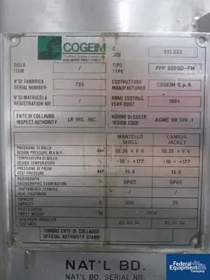 USED COGEIM 0.2 Sq Meter Cogeim Nutsche Filter, Hastelloy C22