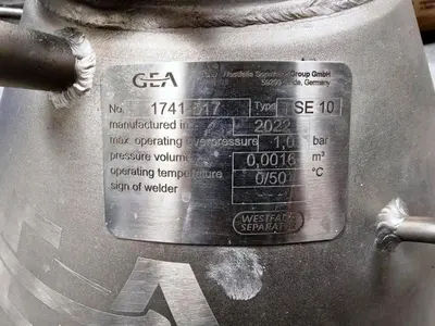 Westfalia FSE 10-06-077 biotech clarifier, 316SS.