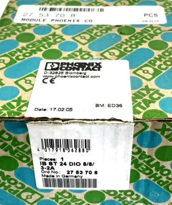 NEW PHOENIX CONTACT 27 53 70 8 INPUT/OUTPUT MODULE IB ST 24 DIO 8/8/3-2A 2753708