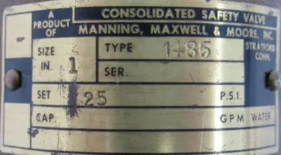 NEW CONSOLIDATED 1485 RELIEF VALVE 1" 25 PSI