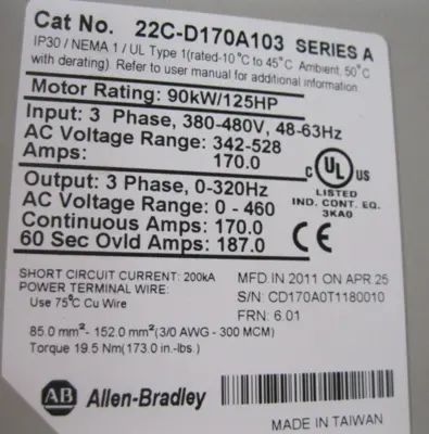 NEW Allen-Bradley 22C-D170A103