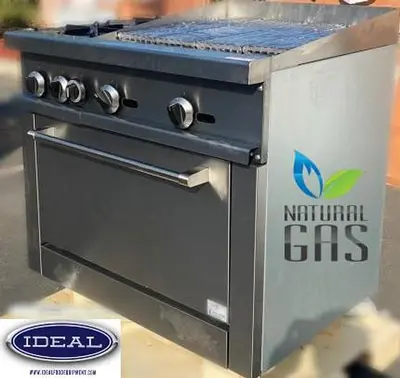 Oven with 24" char broiler and 2 open burners