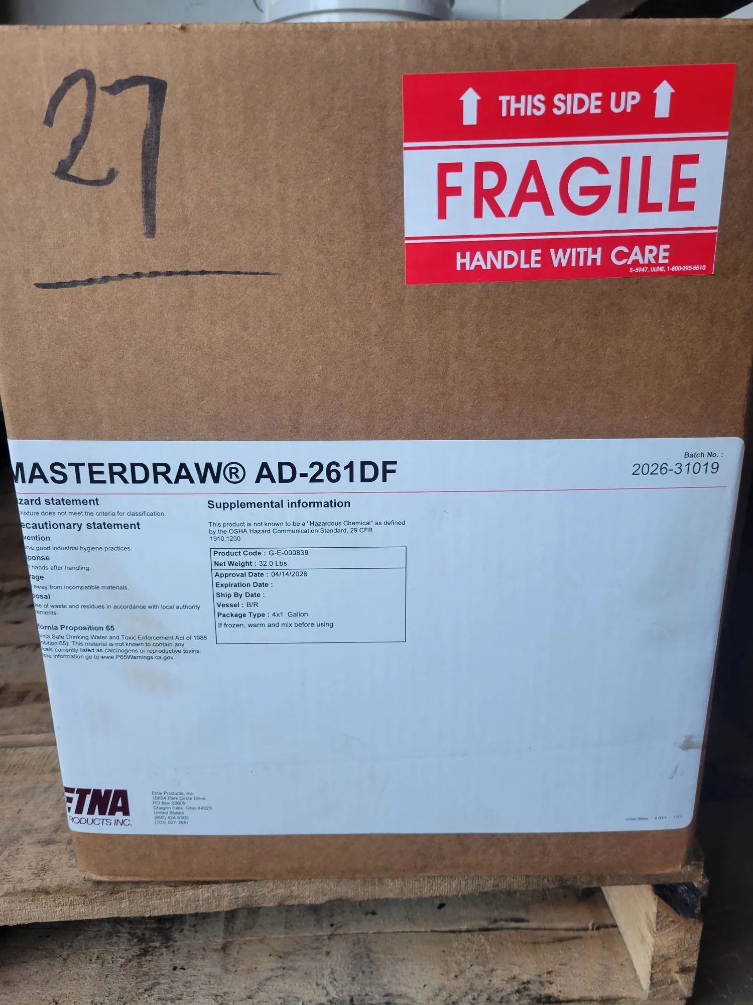 New | in-Stock 2026 Etna Products AD-126DF Chemicals, Fluids & Lubes Illinois US | Myers Technology Co., LLC #1131694
