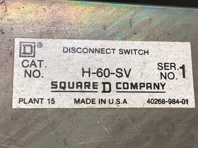 USED SQUARE D H-60-SV