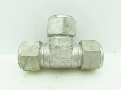 Crawford Swagelok Steel Compression Fitting Union Tee 1-1/2" Tube Double Ferrule
