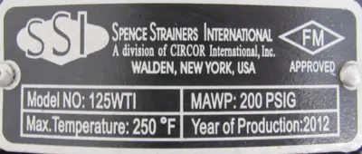 NEW SPENCE SSI 125WTI CHECK VALVE 6"