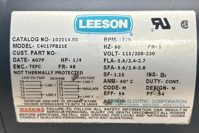 Used LEESON 102014.00 Motors (misc) | Surplus Asset Holdings #1204775
