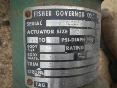Fisher 1" 300 Rating, 316 Stainless Flanged Control Valve
