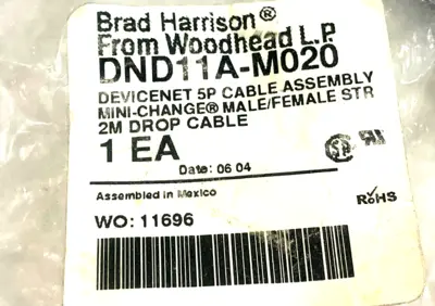 NEW BRAD HARRISON WOODHEAD DND11A-M020 5P CABLE ASSSEMBLY DND11AM020