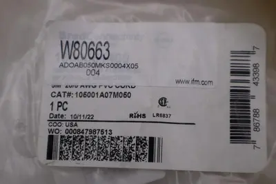 NEW WOODHEAD 105001A07M050 CONNECTIVITY 5-PIN FEMALE CORDSET STOCK H1531