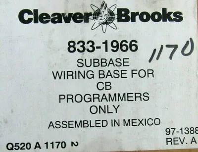 NEW CLEAVER BROOKS 833-1966 MODULE SUBBASE 8331966