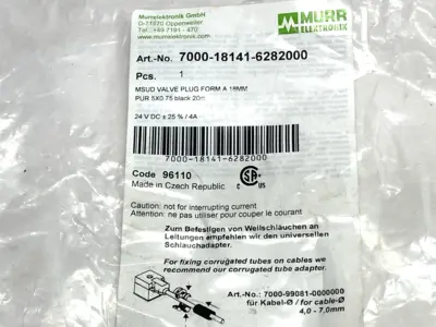 USED MURRELEKTRONIK MSUD VALVE PLUG FORM A W/ CABLE 20M
