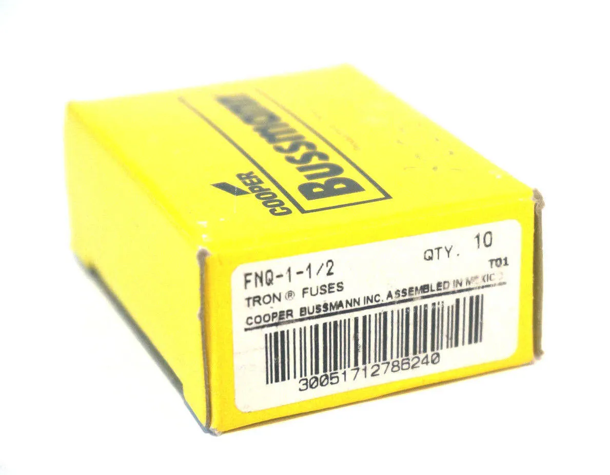10 NEW BUSSMANN FNQ-1-1/2 FUSES FNQ112