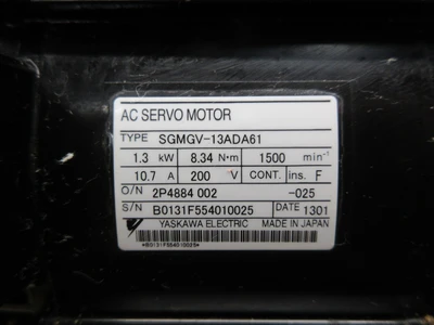 USED 2013 USED HAAS PARTS AND TOOLING 62-10013 SGMGV-13ADA61 SERVO MOTOR