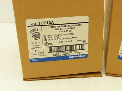 TC713A Steel City 1" EMT Conduit Compression Connector Insulated Lot of 99