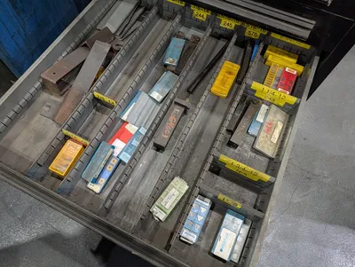 Assorted Mill & Lathe Tooling W/ 12-Drawer Modular Cabinet