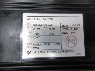 USED 1997 USED HAAS PARTS AND TOOLING HAAS SIGMA-1 09 (LONG) #93-62-0013 SERVO AXIS MOTOR