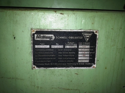 Flottweg Z42-3/401 decanter centrifuge, 316SS.
