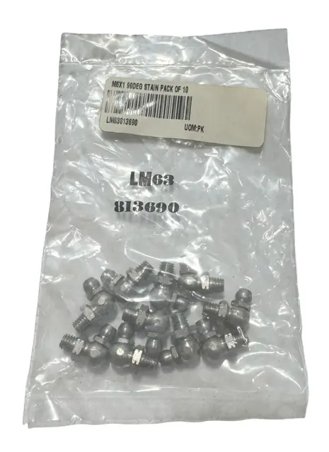 M6 x 1 Metric Stainless Steel 90 Deg Grease Fittings 10 Pack
