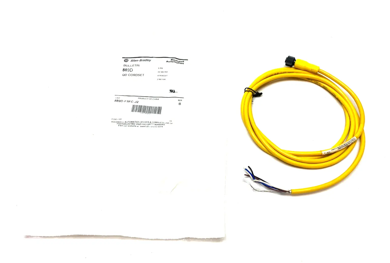 USED ALLEN-BRADLEY SER. B STRAIGHT DC MICRO QD CORDSET 5-PIN FEMALE
