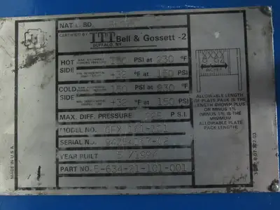 ITT Bell & Gossett GPX-161-101 Thermal Plate Heat Exchanger 100 Plates 150 PSIG