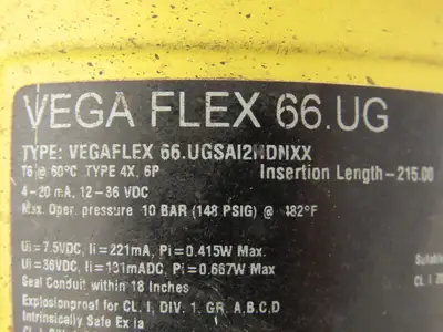 Vega Flex Vegaflex 66.UG Level Sensor 3" Flanged w/Cabled Probe 66.UGSAI2HDMXX