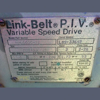 Link-Belt Variable Speed Drive Package
