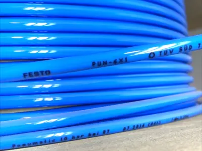 USED FESTO PNEUMATIC TUBING 6MM OD POLYURETHANE AIR LINE 380' BLUE