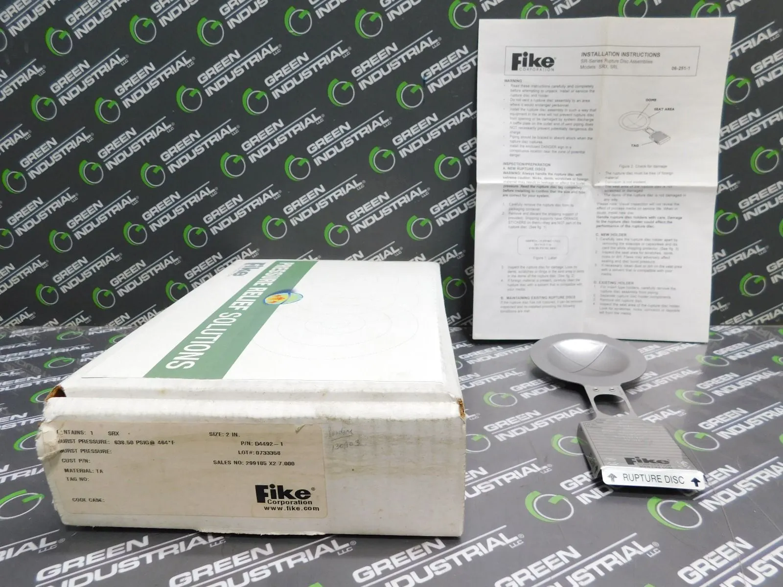 Fike Corporation 2" 0733358 Rupture Disc 638.50 PSIG @ 464°F D3392-1 New
