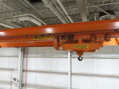 Cleveland Tramrail P&H 7.5 Ton Double Girder Bridge Crane 39' 6" Span w/Remote