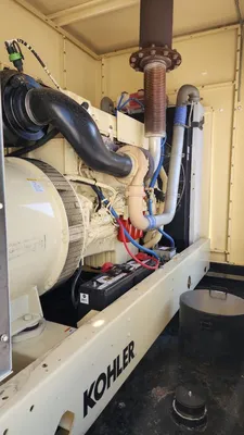 2007 500KW Kohler 500REOZVB Enclosed Generator w Base Tank 480V Volvo 350 Hours Serviced & Tested