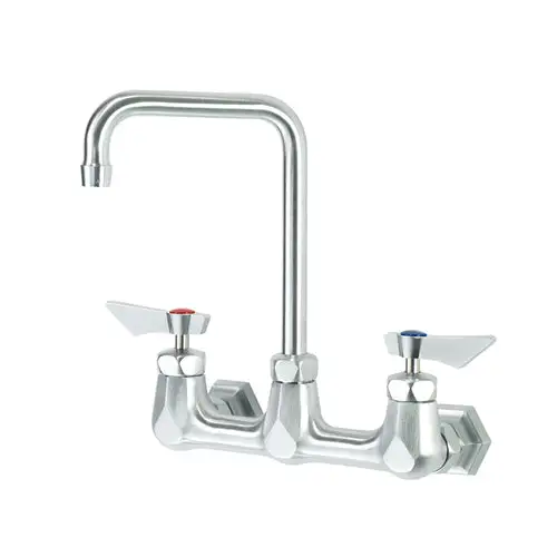 Krowne DX-801 Wall Mount Faucet w/ 6" Double Bend Gooseneck Spout - 8" Centers