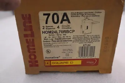 SQUARE D HOMELINE HOM24L70RBCP 70AMP 2 SPACE 4 CIRCUIT #4370