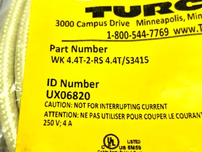 New | in-Stock Turck Double Ended Cordset Cable & Wire Michigan US | Maverick Industrial Sales #1496108