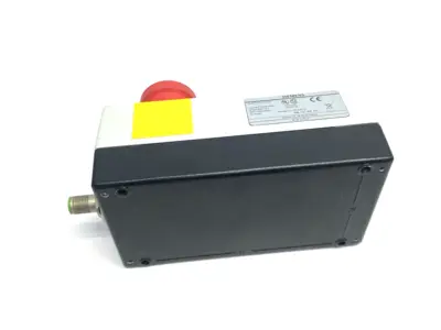 USED SIEMENS ENCLOSURE W/ E-STOP, DUAL ILLUMINATED PUSHBUTTONS