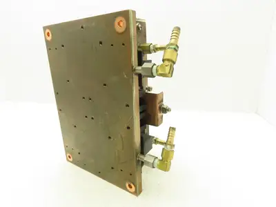 Water Cooling Block Solid Copper Base CPUs Resistors 1/4"NPT Fittings 2 Circuits