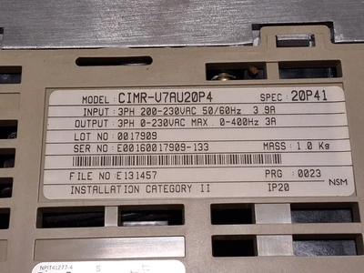 IDM CONTROLS CIMR-V7AU20P4 3 PHASE INVERTER DRIVE