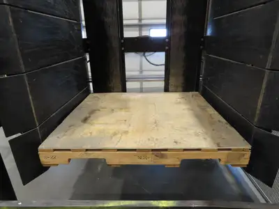 42"W x 48-50"L Pallet Feeder Dispenser for Robot Palletizer Conveyor 90"H