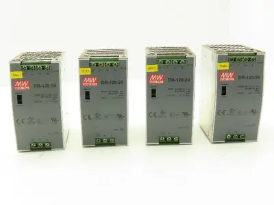 Mean Well DR-120-24 Power Supply 1PH 120VAC 3.3A/240VAC 2A In 24VDC 5A Lot of 4