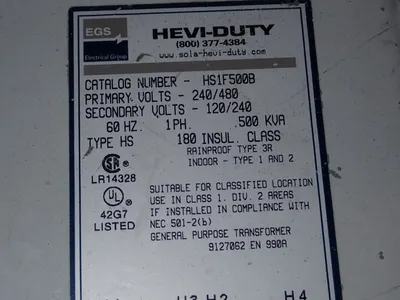 Used EGS HS1F500B Transformers Ohio US | HGR 24 #942554