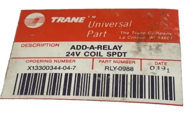 NEW TRANE RLY-0988 ADD-A-RELAY 120V COIL SPDT RLY0988