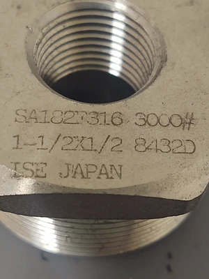 🔥1-1/2" X 1/2" Mnpt X Fnpt 316 SS Hex Reducing Bushing High Pressure 3000