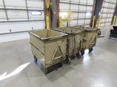 Portable Steel Hopper 1/2 Yard Tote Non-Tilt Towable Cart 36x24x27" Tan