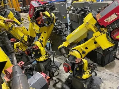 Used FANUC ROBOT MODEL ARCMATE 120IC WITH R-30IA CONTROLS, LINCOLN POWER SUPPLY I400, TORCH TIP AND MORE Robotic Welding Cells | Harbor Machinery Inc. #1283427