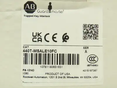 Allen Bradley 440T-MSALE10FC Guardmaster Trapped Key Interlock Switch With Key