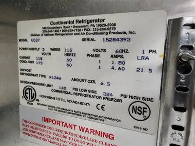 Used Continental Used 27" Continental UC27 Undercounter Refrigerator - 1 section Undercounter Refrigerators Illinois US | Falcon Restaurant Supply #1376659