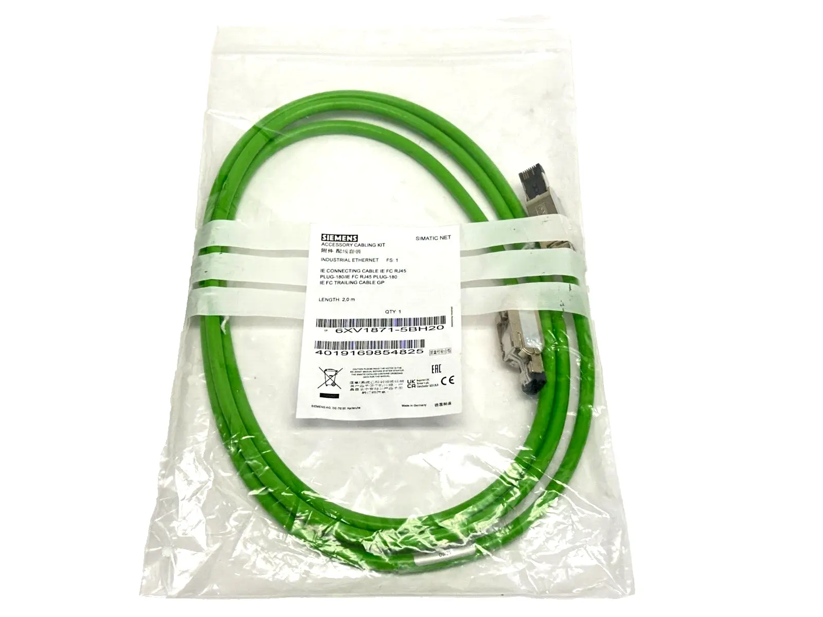 New | in-Stock Siemens Industrial Ethernet Connecting Cable FC RJ45 Plug-180 2m Cable & Wire Michigan US | Maverick Industrial Sales #1391222