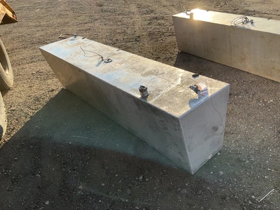 Buechler and Sons 100 gallon aluminum fuel tank, used, approx 74”L x 17-3/4” x 20”T