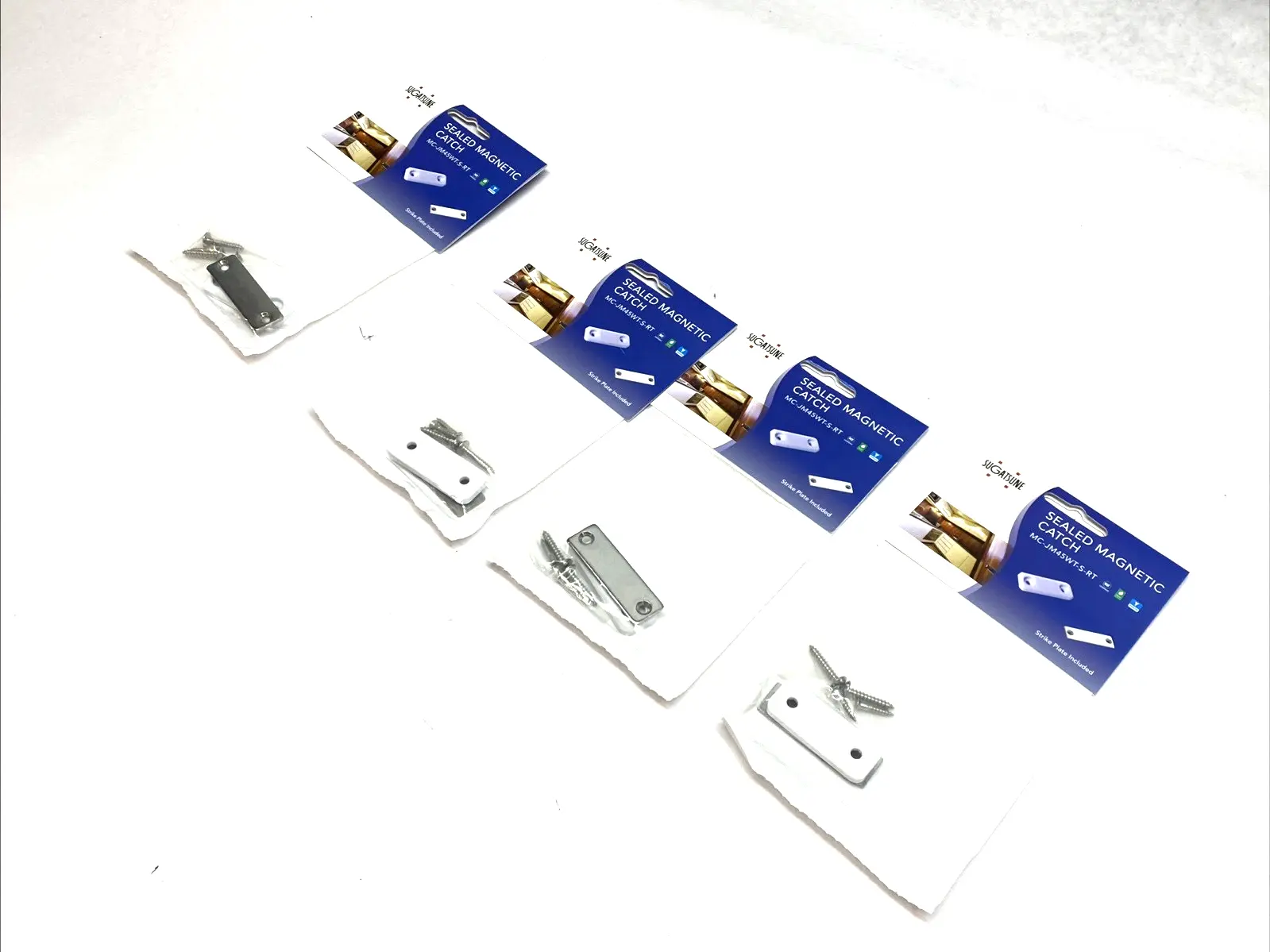 NEW SUGATSUNE SEALED MAGNETIC CATCH & STRIKE SET 6.6LB WHITE LOT OF 4