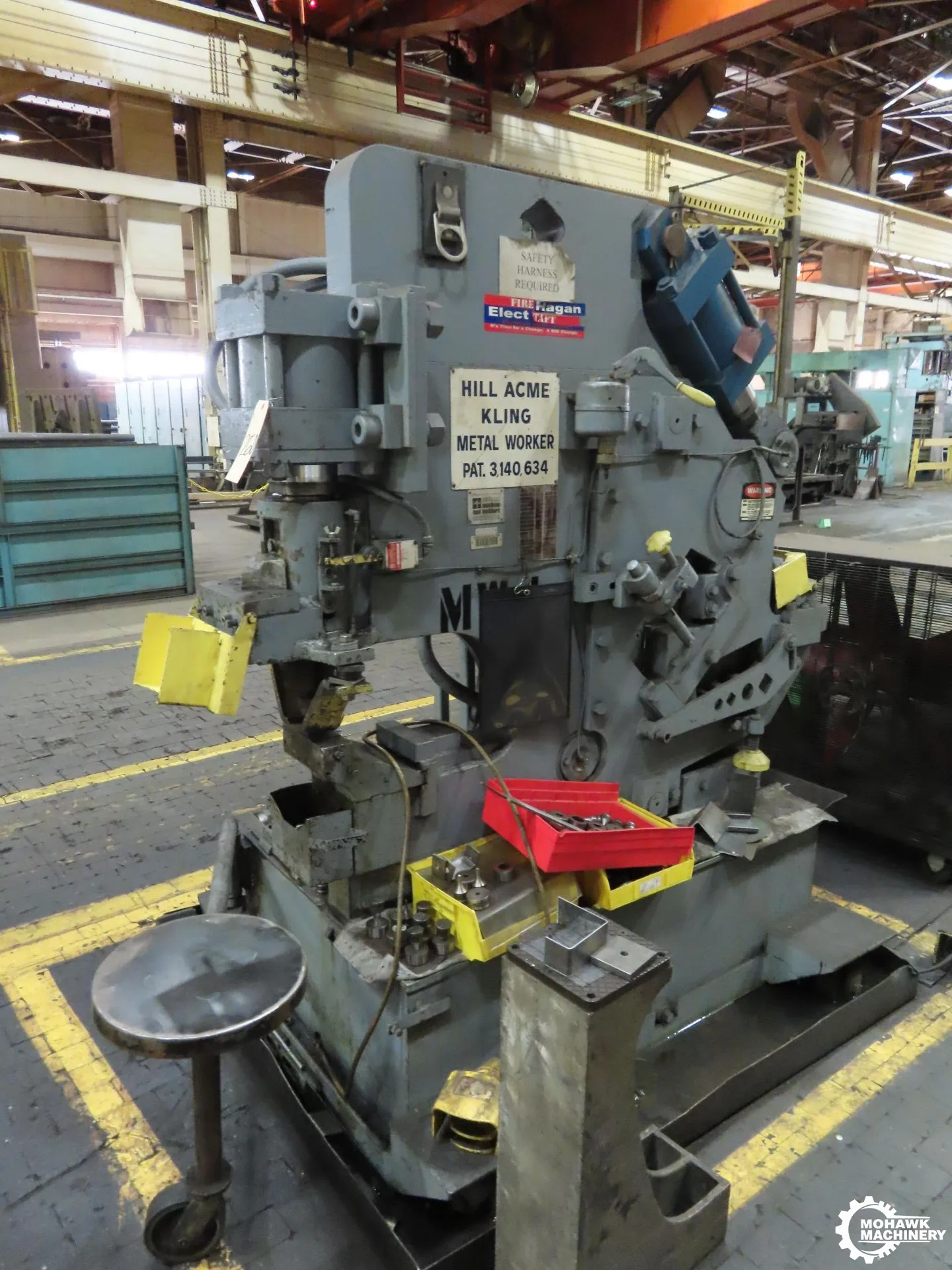 75 TON HILL ACME "5" METALWORKER HYDRAULIC IRONWORKER w/PUNCH - SHEAR - COPER/NOTCHER - TOOLING - 5" x 5" x 1/2" ANGLES - 10 HP